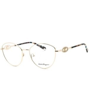 Ferragamo Salvatore Eyeglasses Cat Eye Full Rim, Light Frame And Clear Demo Lenses Lens Sf2220R712 - Metallic