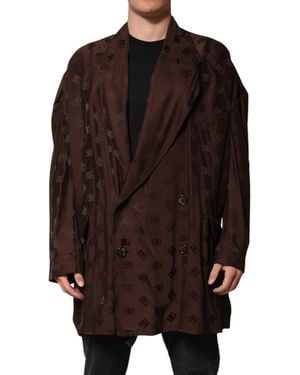 Dolce & Gabbana Logo Print Doublebreasted Blazer - Brown