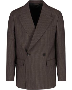 mfpen Pinstriped Double-Breasted Blazer - Grey