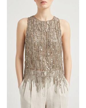 Brunello Cucinelli Sleeveless Embellished Top - Multicolour