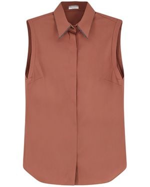 Brunello Cucinelli Cotton Blend Shirt - Brown