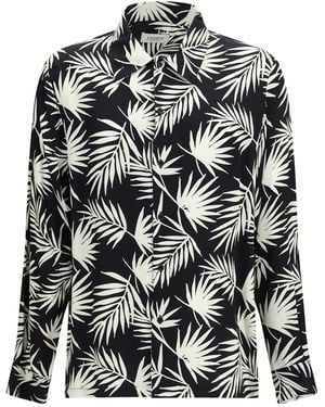 Laneus Printed Bowling Shirt - White