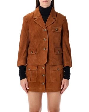 THE GARMENT Suede Fitted Jacket Goatskin Lining Leather - Brown