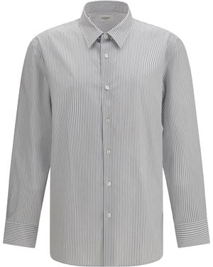 Saint Laurent Striped Shirt With Button Fastening - Grey