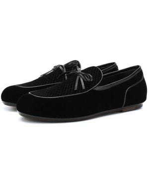Bottega Veneta Trinity Intrecciato Velvet Loafers - Black