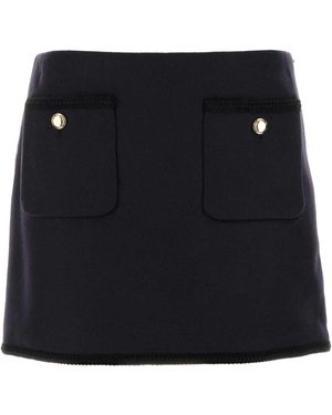 Miu Miu Midnight Wool Mini Skirt - Black