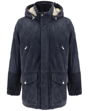 Brunello Cucinelli Leather Hooded Jacket Clothing - Blue