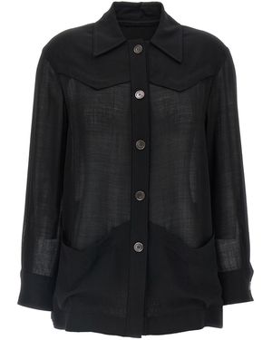 Ferragamo Semi-Sheer Wool Jacket - Black
