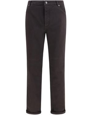 Brunello Cucinelli Jeans With Turn-Up Hem - Black