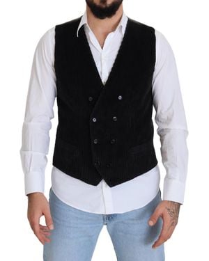 Dolce & Gabbana Corduroy Waistcoat Double Breasted - Black
