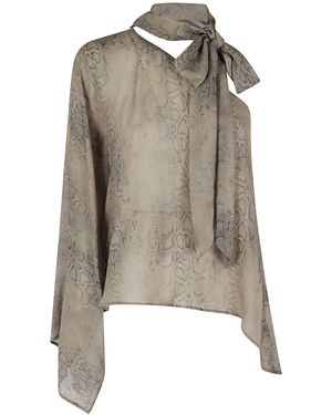 FEDERICA TOSI Blusa Monospalla Georgette Stampa Pitone - Brown