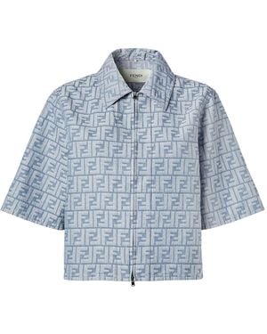 Fendi Ff Cotton And Linen Shirt/Jacket - Blue