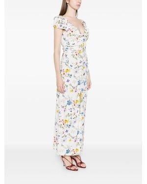 Alice + Olivia Tara Printed Long Dress - White