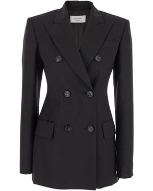 Sportmax Double-Breasted Wool Jacket Virgin Blazers - Black
