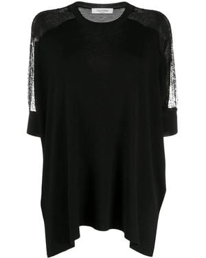 Valentino Lace Panel Detail Knitted Top - Black