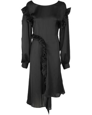 Remain Light Satin Draped Poliestere Riciclato Abito - Black