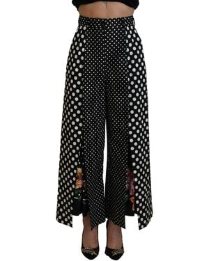 Dolce & Gabbana Elegant High-Waist Polka Dot Pants - Black