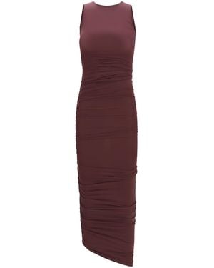 Wolford Asymmetric Semi-Sheer Midi Dress Wild Plum - Purple