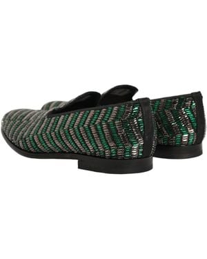 Dolce & Gabbana Embellished Dress Loafers Shoes Leather - Green
