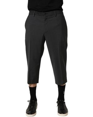 Dolce & Gabbana Wool Cropped Chino Trouser Trousers Elastane Polyester - Black