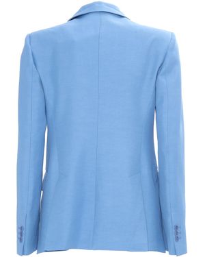 P.A.R.O.S.H. Single Breasted Jacket Viscose Linen - Blue