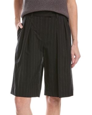 Brunello Cucinelli Pinstripe Wool Blend Bermuda Shorts - Black