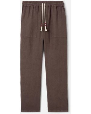 MC2 Saint Barth Dark Calais Long Trousers Pure Linen - Brown