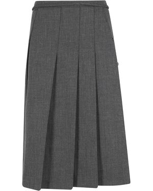 LA PISCINE Midi Skirt Plisse Poliestere Rayon Spandex Gonna - Grey