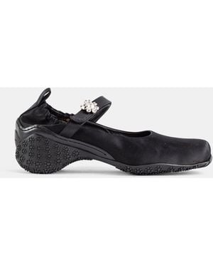 Simone Rocha Satin Ballet Runner With Crystal And Pearl Strap Sandal - White