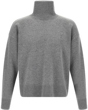 Ami Paris Wool Cardigan Clothing - Gray