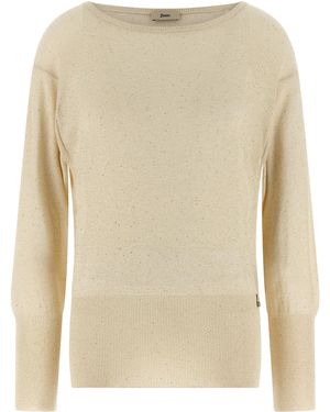 Herno Lamé And Sequin Yarn Sweater Sweater, Cardigans - Natural
