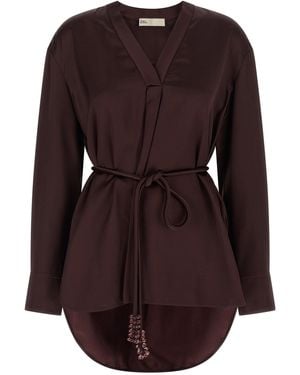Tory Burch Viscose Satin Blouse - Brown