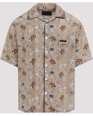 Prada Viscose And Silk Shirt - Natural