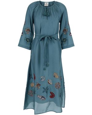 BENARAS BY CITRUS Kaftan Hand Sea Life Veronica With Print Motif - Blue