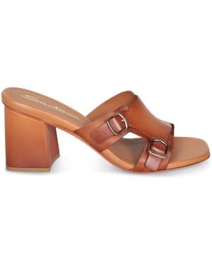 Santoni Buckle Heel Sandal - Brown