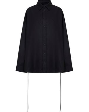 Balenciaga Cotton Gabardine Lace-Up Shirt - Blue
