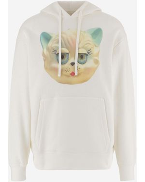 Valentino Sweatshirt Le Chat Print Cotton - White