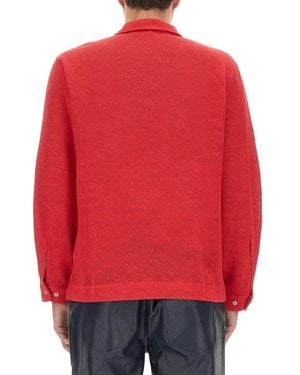 Séfr Regular Fit Linen Shirt - Red