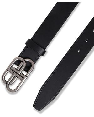 Balenciaga Belt With Bb Buckle, Leather Calf - Black