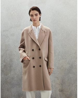 Brunello Cucinelli Walnuts Double Breasted Wool Coat Clothing - Brown