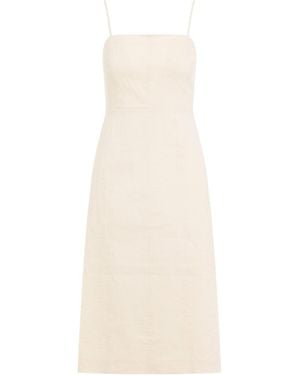 Theory Square-Neck Sleeveless A-Line Midi Dress - Natural