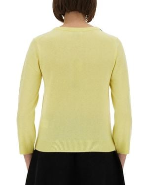 Ganni Jacquard Cashmere Cardigan Merino Wool Sweaters - Yellow