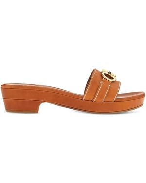 Ferragamo Leather Heeled Sandals - Brown