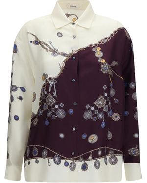 Versace Printed Silk Shirt - Purple
