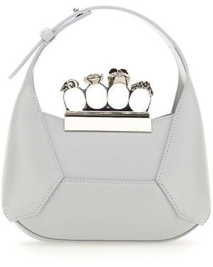 McQueen Jewelled Mini Hobo Handbag - Grey