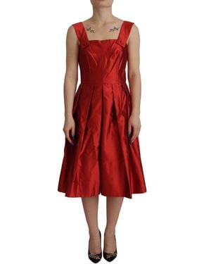 Dolce & Gabbana Radiant Silk A-Line Midi Dress - Red