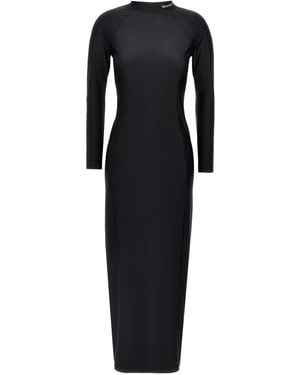 T By Alexander Wang Long Dress With Logo - Black