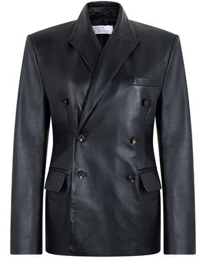 GIUSEPPE DI MORABITO Blazer Double-Breasted Leather Calfskin Jackets - Black