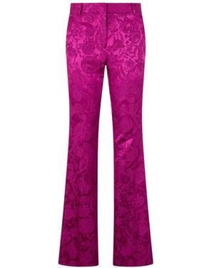 Roberto Cavalli Brocade Flared Trousers With Jacquard Florentine Flowers Motif - Pink