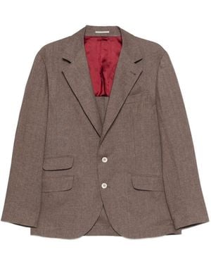 Brunello Cucinelli Linen Single-Breasted Jacket - Brown